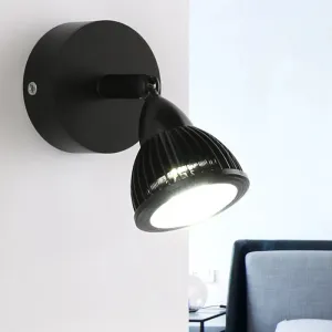 Rotatable Mini Metal Industrial Style Wall Light - 1 Light Bedside Sconce Fixture (Black)