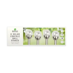 Rowan Solar Crackle Ball Stakes 4 Pack