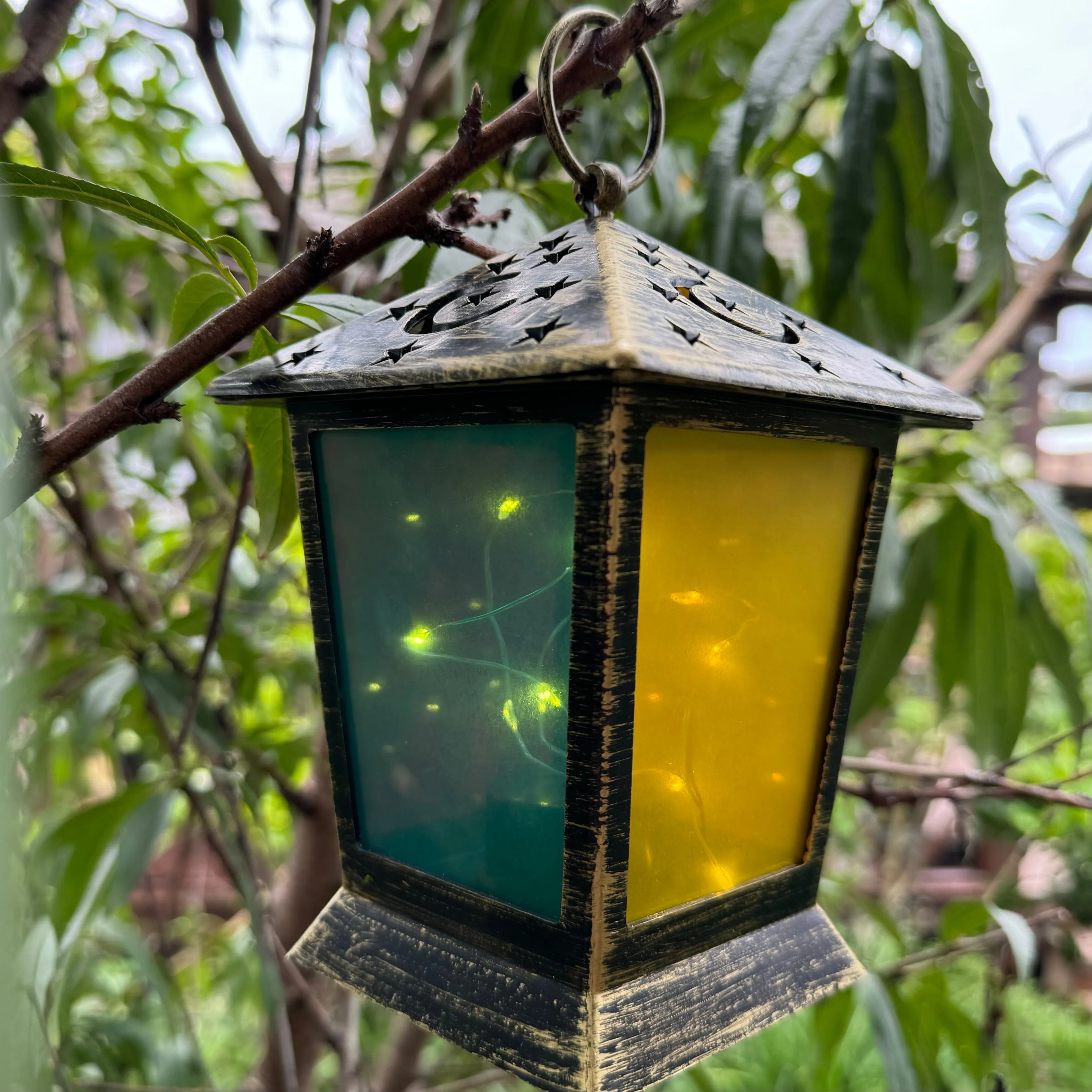 SALE - Moroccan Star and Moon LED lantern with fairy lights (batteries incl)