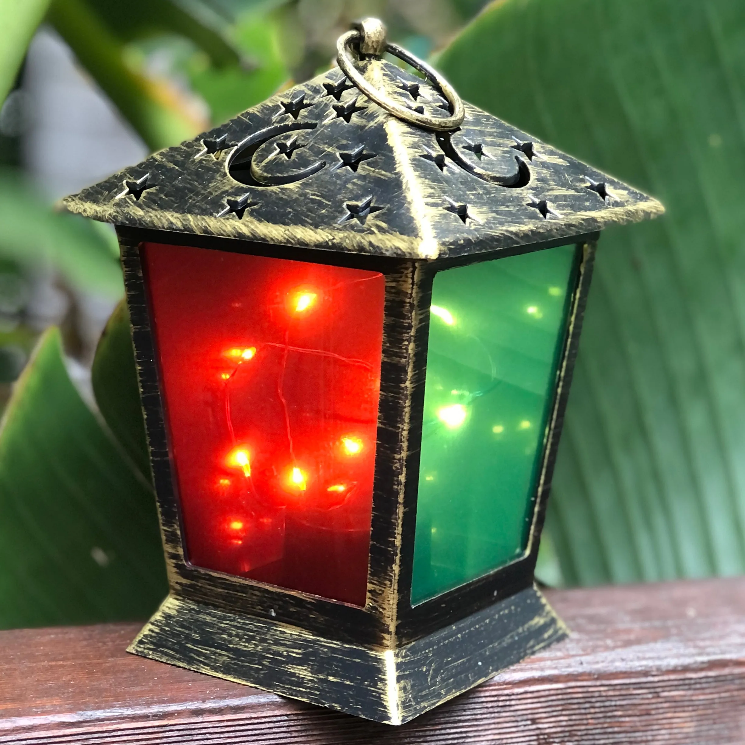 SALE - Moroccan Star and Moon LED lantern with fairy lights (batteries incl)