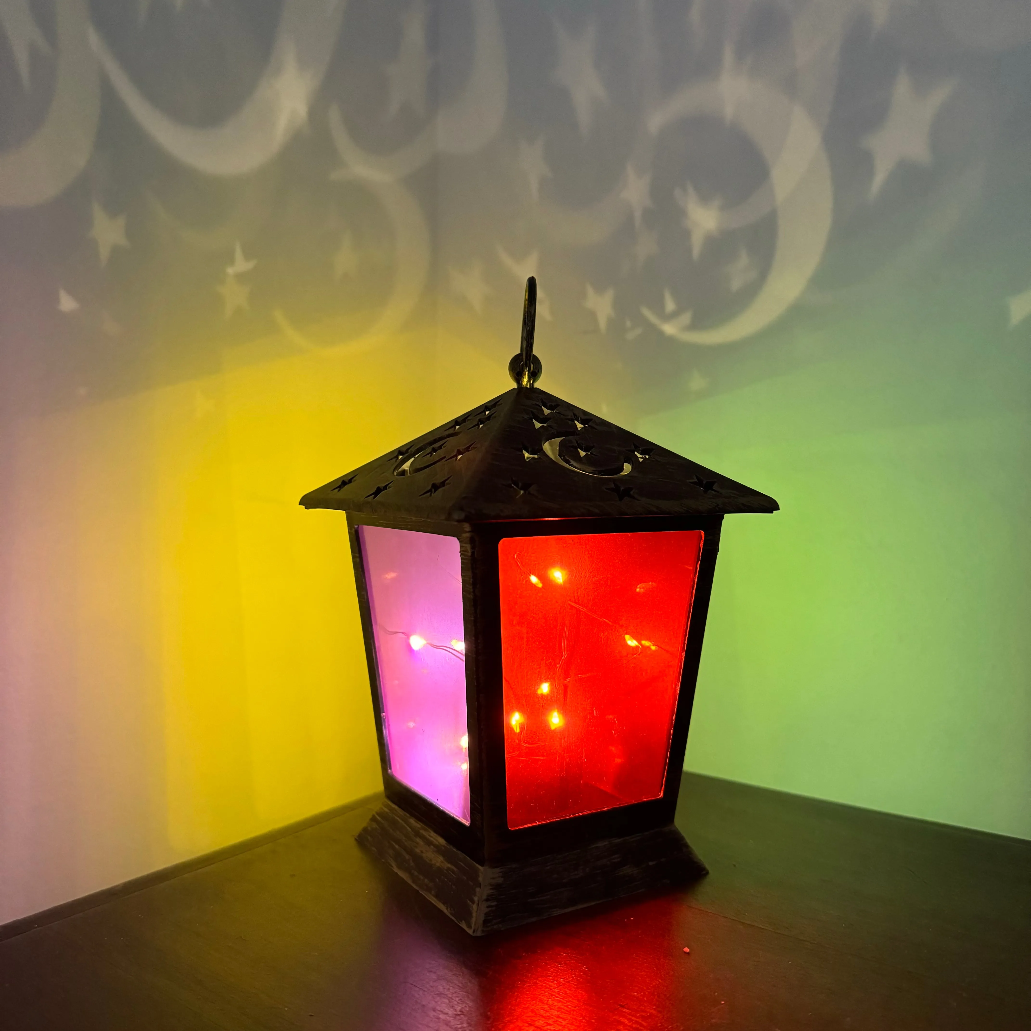 SALE - Moroccan Star and Moon LED lantern with fairy lights (batteries incl)