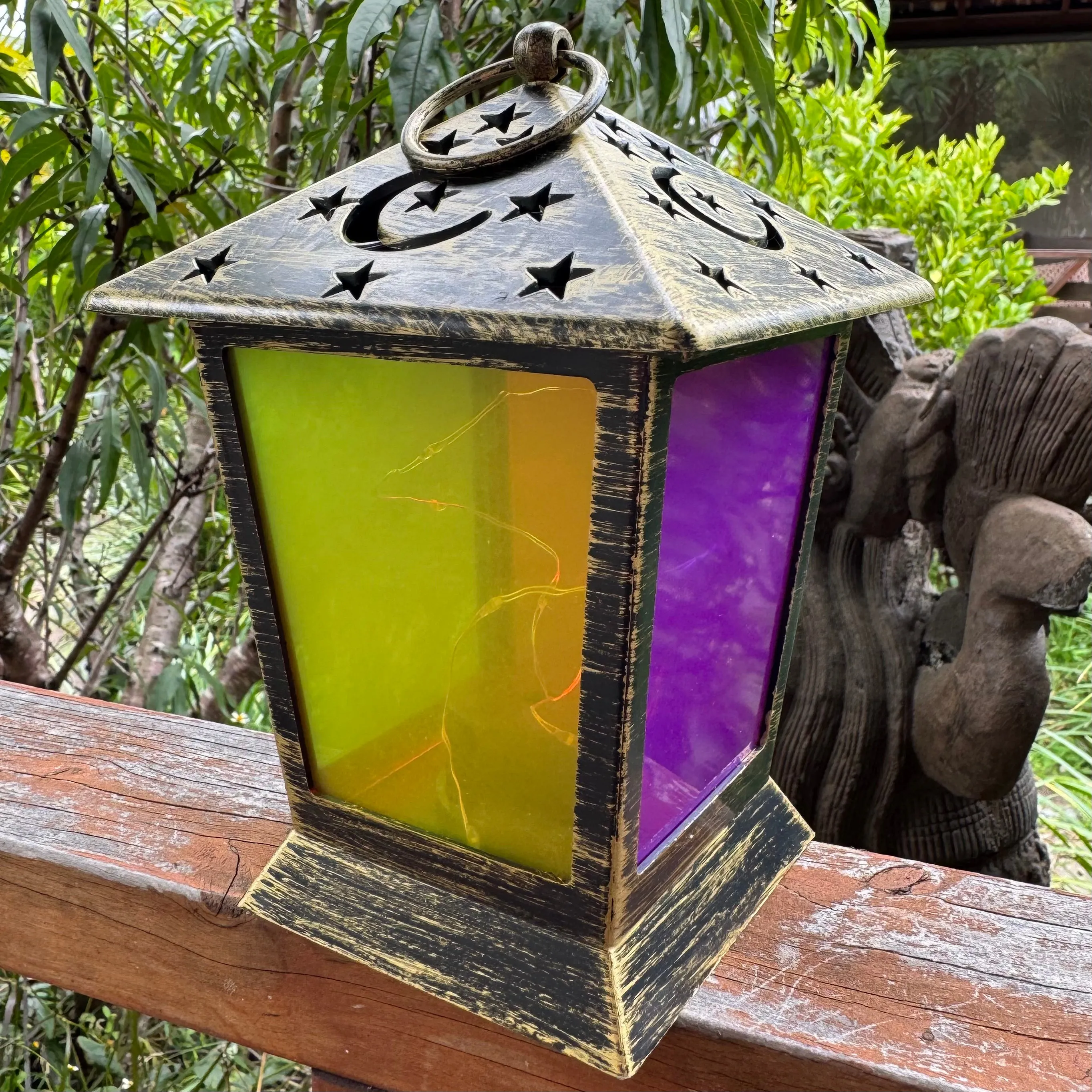 SALE - Moroccan Star and Moon LED lantern with fairy lights (batteries incl)