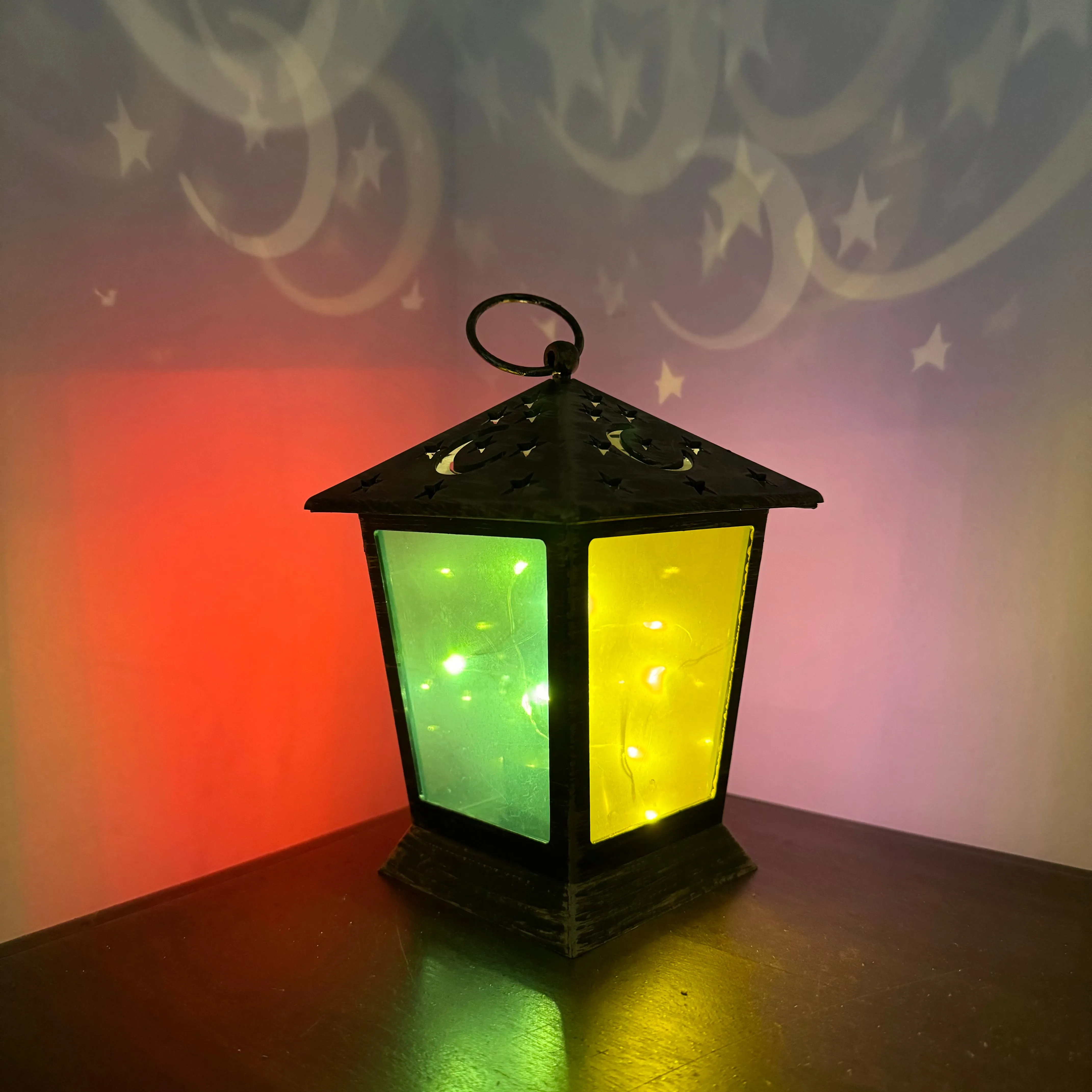 SALE - Moroccan Star and Moon LED lantern with fairy lights (batteries incl)