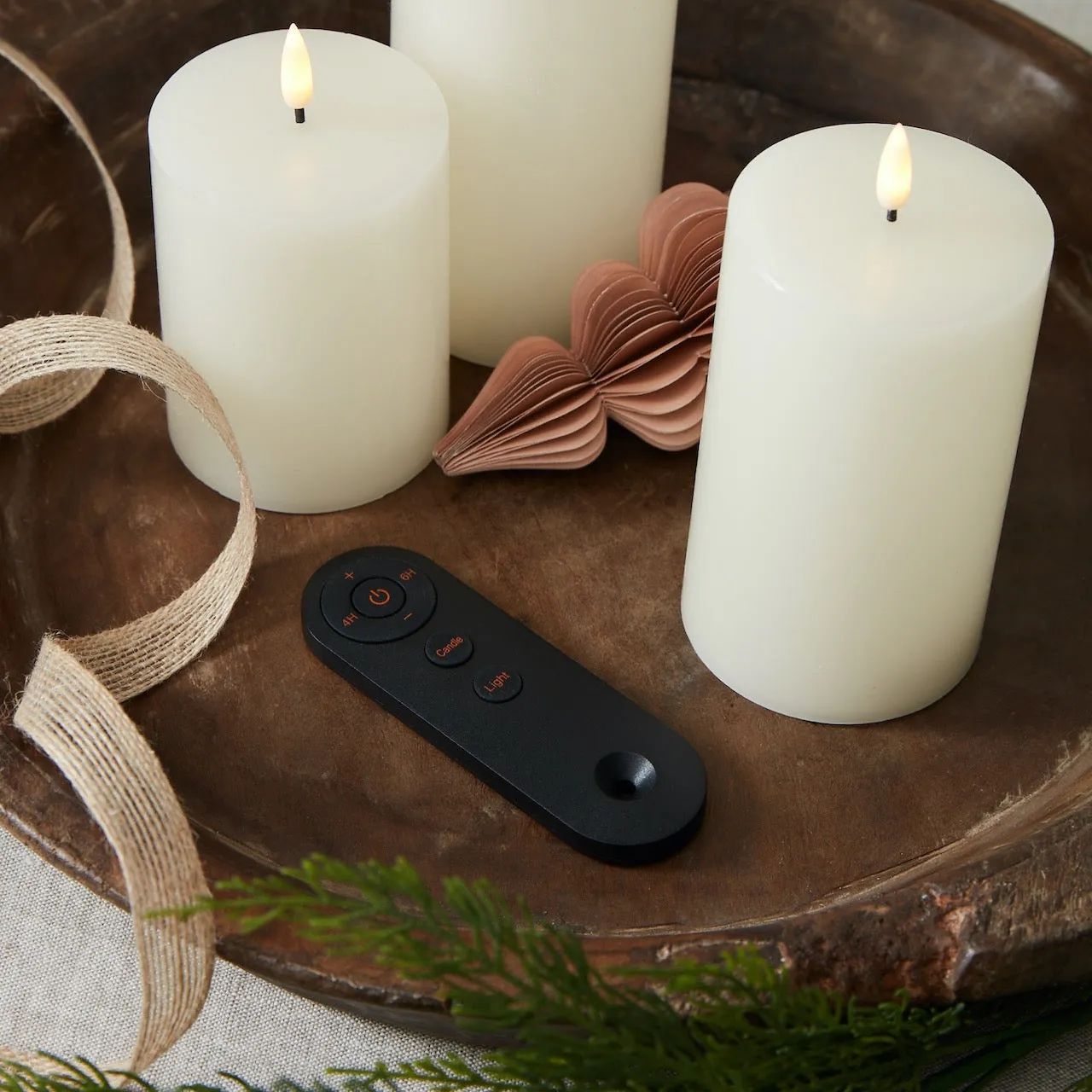 Set of 3 LED Pillar Candles with Remote/Timer