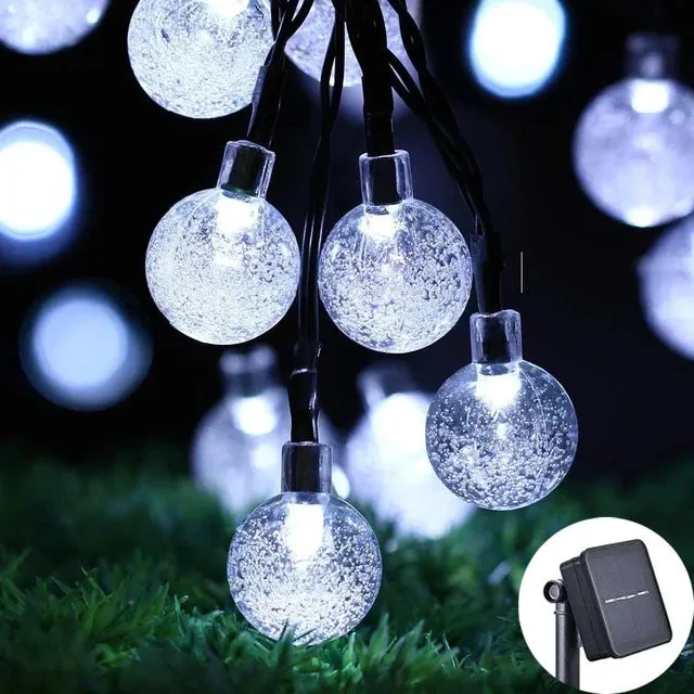 Solar Crystal Globe LED String Lights 60 LED 8 Lighting Modes IP65 Fairy Light Christmas Garland For Garden Party Decor 1pc/2pcs