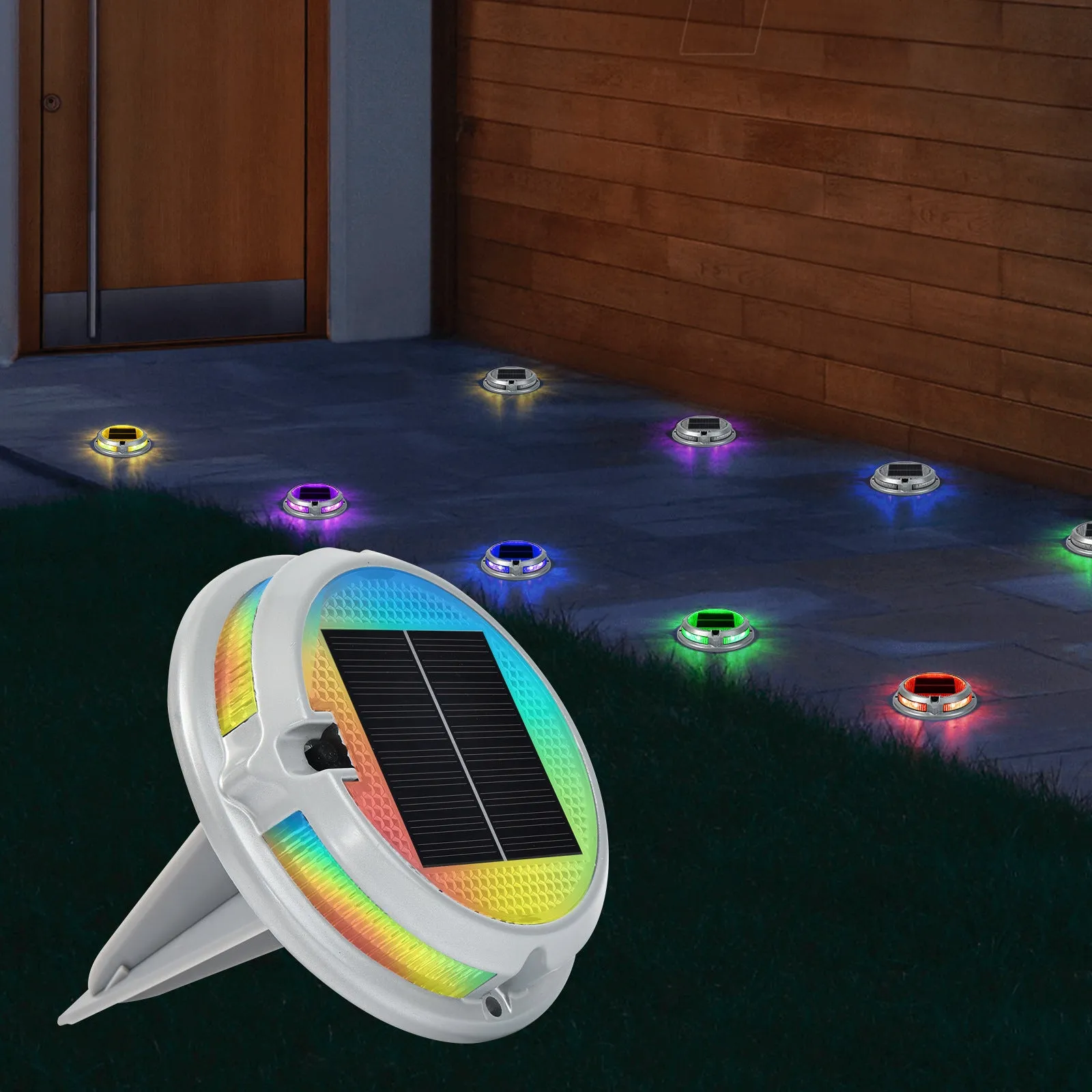 Solar Deck Lights – RGB Waterproof IP68 Outdoor LED Lights for Pathways & Garden