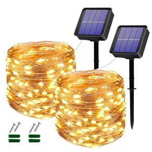 Solar Fairy Lights Outdoor,2 Pack Total 240LED Solar Lights Outdoor Waterproof 24M/80Ft 8 Modes Outdoor Copper Wire Solar Fairy Lights Patio Decor Lights,Yard,Porch Hanging Lights (Warm White)