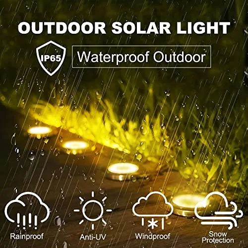 Solar Ground Lights- Yard Lights ，16Pack solar lights for outside, Outdoor Solar Disk Lights Waterproof LED in-Ground Lights, landscape lighting for Pathway, Yard, Deck, Lawn,Walkwaygarden decor