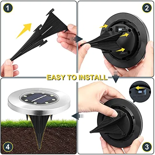 Solar Ground Lights- Yard Lights ，16Pack solar lights for outside, Outdoor Solar Disk Lights Waterproof LED in-Ground Lights, landscape lighting for Pathway, Yard, Deck, Lawn,Walkwaygarden decor