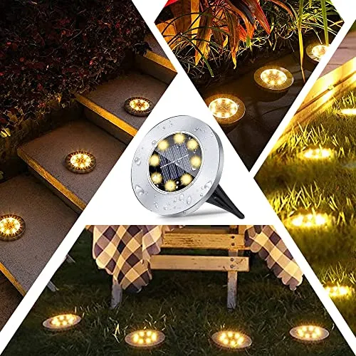 Solar Ground Lights- Yard Lights ，16Pack solar lights for outside, Outdoor Solar Disk Lights Waterproof LED in-Ground Lights, landscape lighting for Pathway, Yard, Deck, Lawn,Walkwaygarden decor