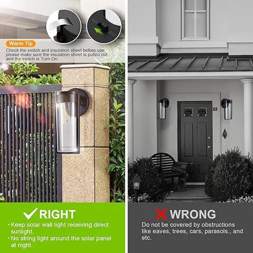 Solar Wall Lights Solar Powered Deck Light, Auto On/Off Waterproof Solar Outdoor Lights Wall Mount Solar Decorative Lights for Wall Fence Patio Post Yard Porch