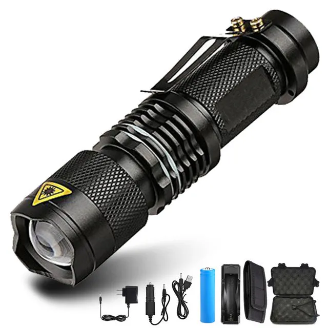 Super bright Mini LED Flashlight Zoom T6 Led Lamp Bead Torch 5 Mode Camping Lamp Waterproof Use 18650 Rechargeable Battery