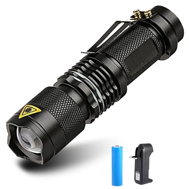 Super bright Mini LED Flashlight Zoom T6 Led Lamp Bead Torch 5 Mode Camping Lamp Waterproof Use 18650 Rechargeable Battery