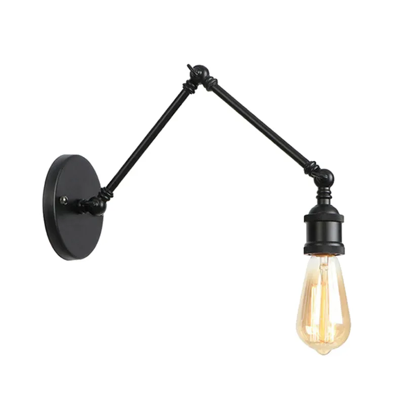 Swing Arm Industrial Sconce Lighting - 1 Light Metallic Wall Lamp in Brass/Black for Living Room