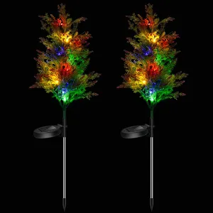 timeless Solar Christmas Tree Garden Stake Lights, Xmas Tree Solar Yard Landscape Path Lights, Outdoor Waterproof Christmas Pathway Lights for Christmas Decoration Pathway Garden Patio Yard Patio,30in E(1pcs colored light)