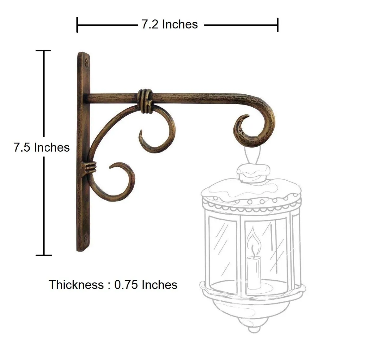 Vervique Emporium Iron Antique Wall hanigng Bracket for Bird Feeders | Wind Chimes Lights | House Lanterns | Outdoor Indoor Home Decor Balcony (Antique Golden)