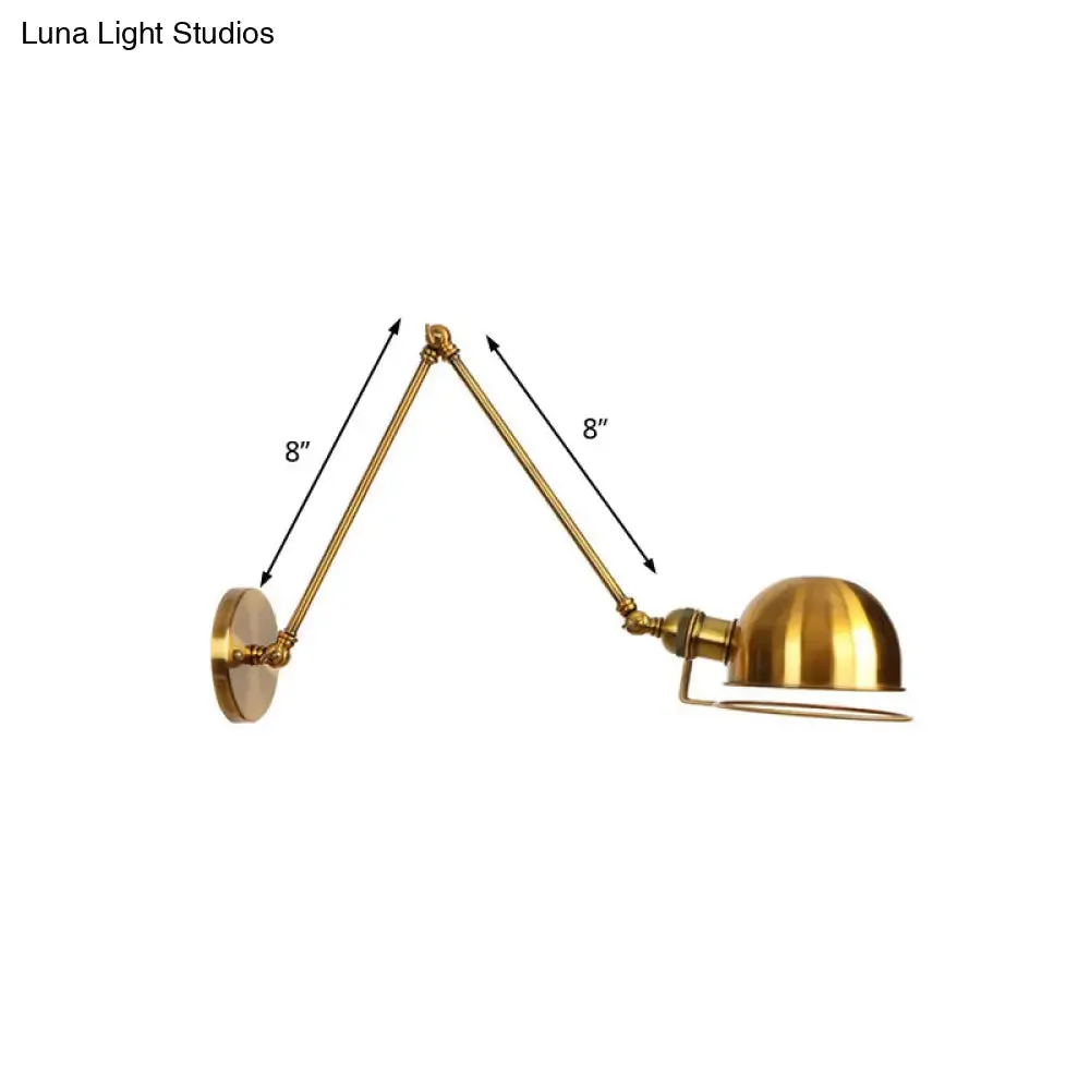 Vintage Style Swing Arm Wall Light with Brass/Copper Finish and Bowl Shade - 1-Light, Wall Mount Design