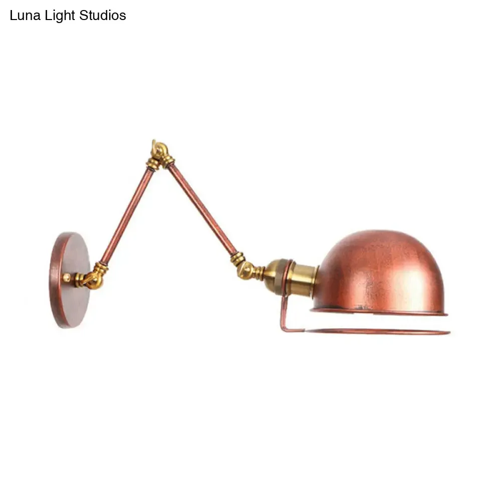 Vintage Style Swing Arm Wall Light with Brass/Copper Finish and Bowl Shade - 1-Light, Wall Mount Design