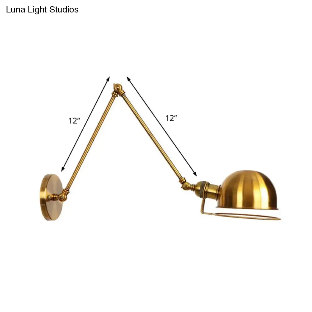 Vintage Style Swing Arm Wall Light with Brass/Copper Finish and Bowl Shade - 1-Light, Wall Mount Design