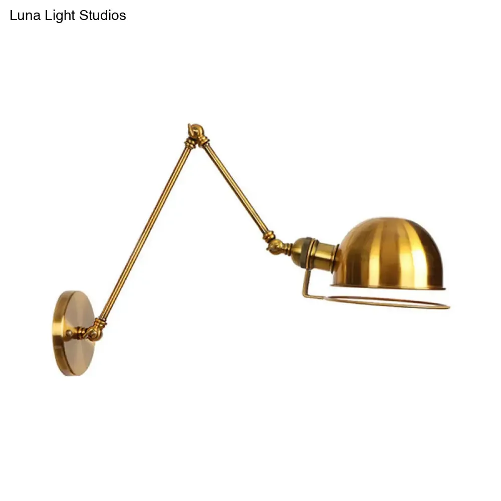 Vintage Style Swing Arm Wall Light with Brass/Copper Finish and Bowl Shade - 1-Light, Wall Mount Design