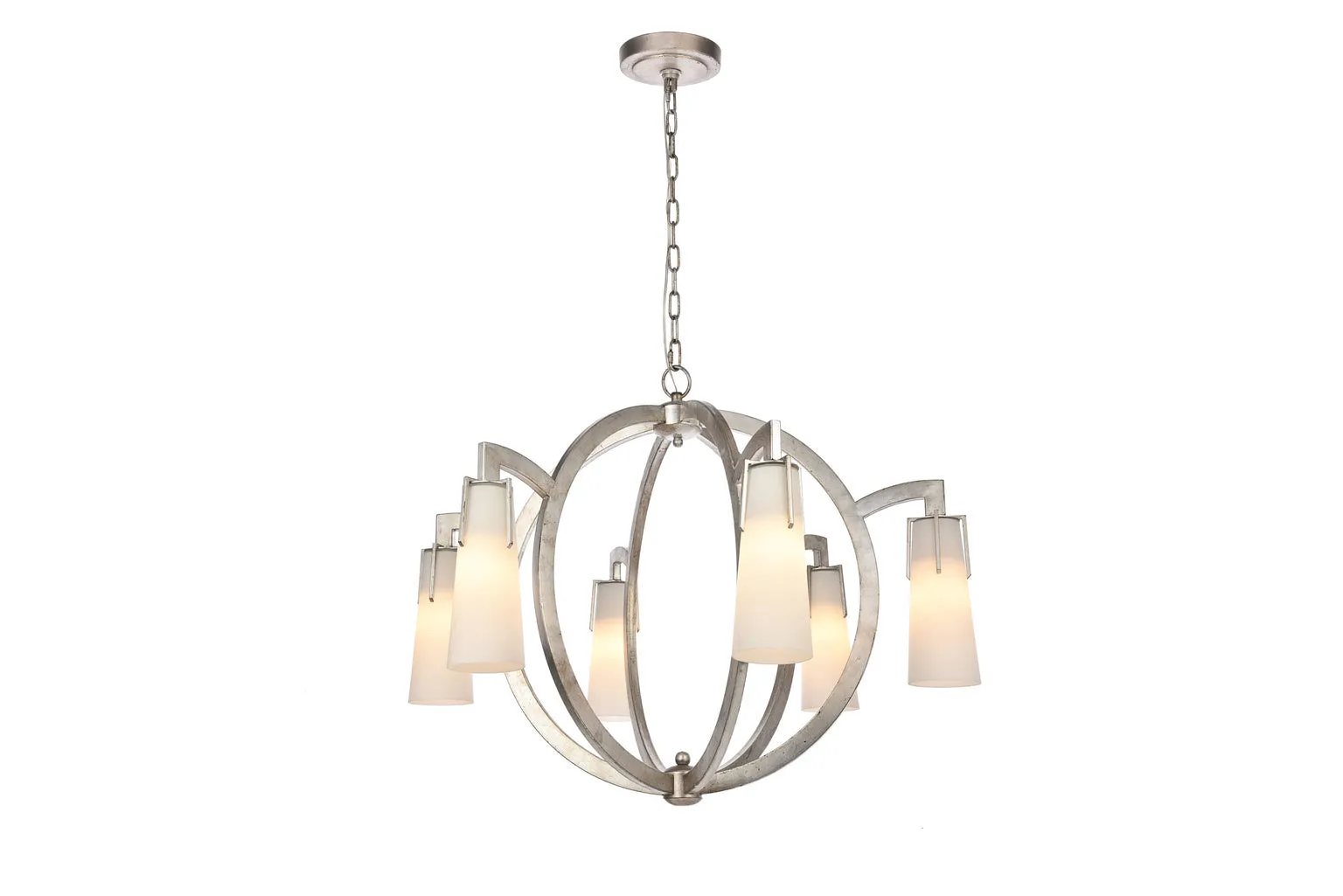 ZC121-1542D36ASL - Urban Classic: Harlow Nights 6 Light Antique Silver Leaf Chandelier